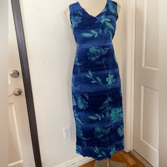 Norton McNaughton Blue Tie Print Size M Dress Rayon Back or Front Tied - Picture 3 of 9